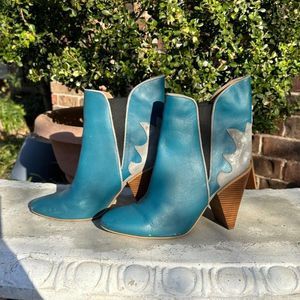 Womens Electric Blue Western Leather Ankle Boots See by Chloe EU 40 / 8.5